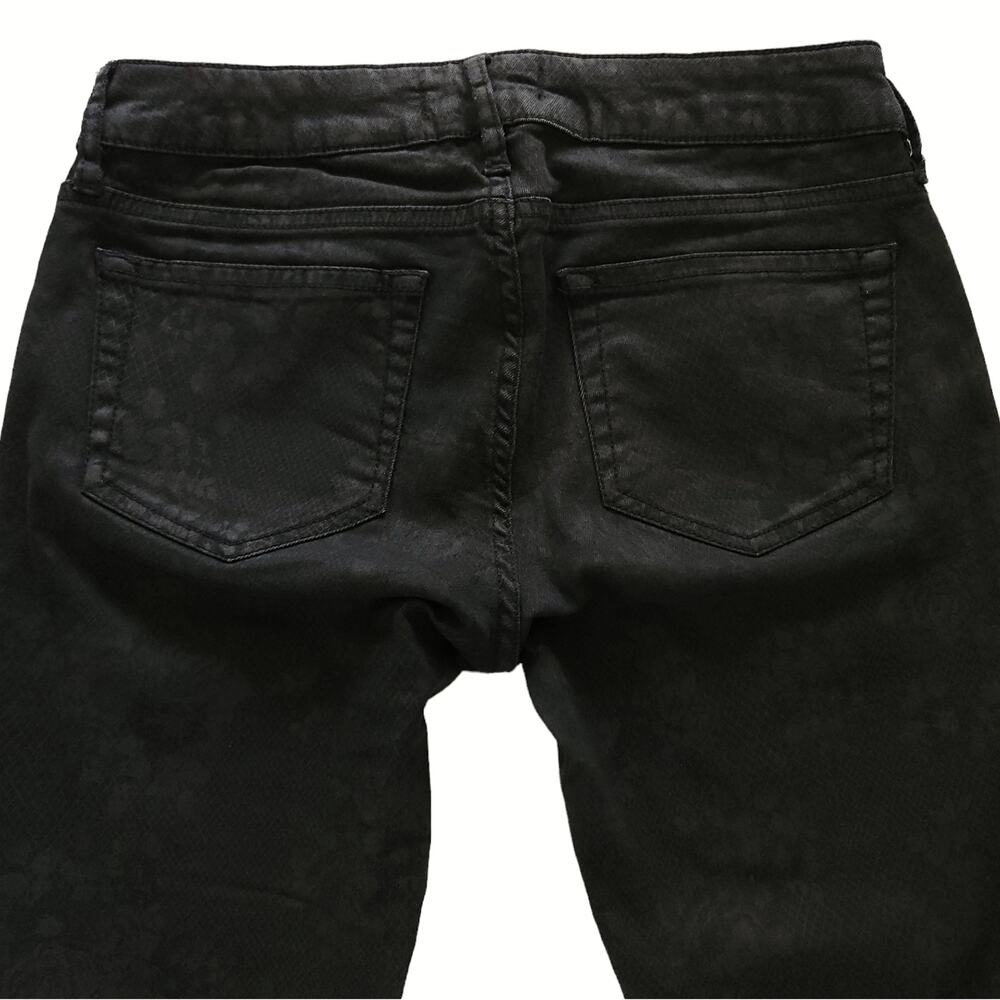 THE KOOPLES Short Fit black skinny jeans anthracite floral lace print Sz 25 NEW - Picture 3 of 8